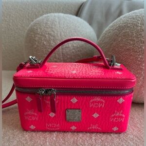 MCM Visetos Vanity Case bag.. Neon Pink